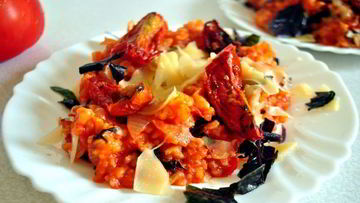 Рецепт Ризотто с копченым беконом и томатами