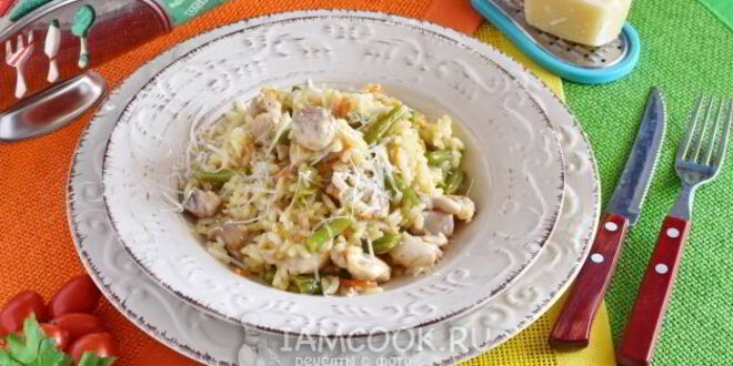 Рецепт ризотто с курицей и овощами