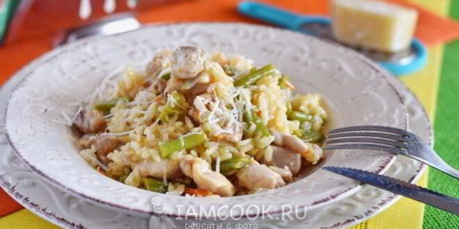 Рецепт ризотто с курицей и овощами