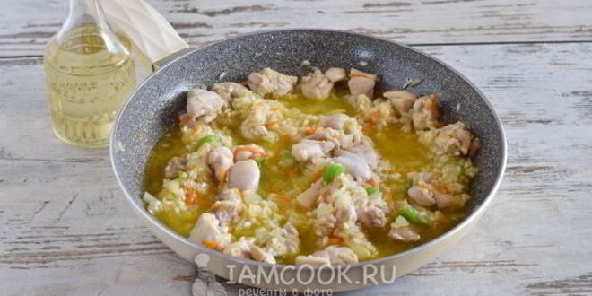 Рецепт ризотто с курицей и овощами