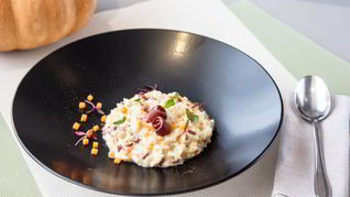 Рецепт Ризотто с тыквой и копченой утиной грудкой