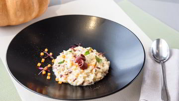 Рецепт Ризотто с тыквой и копченой утиной грудкой