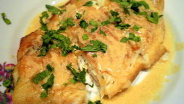 Рецепт Морского окуня под горчично-мандариновым соусом