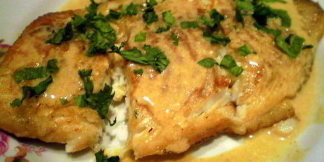 Рецепт морского окуня под горчично-мандариновым соусом