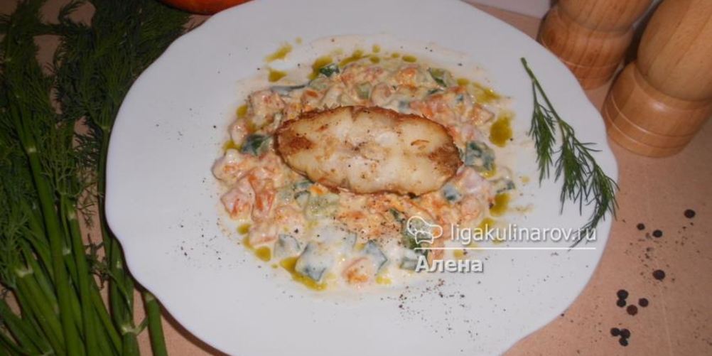 Как приготовить окуня со сливочной тыквой и огурцом
