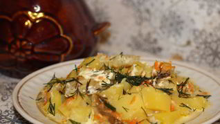 Рецепт Рыбы с картофелем в горшочках