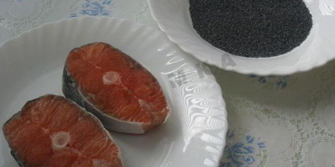 Рецепт рыбы в маке с нежным рисом