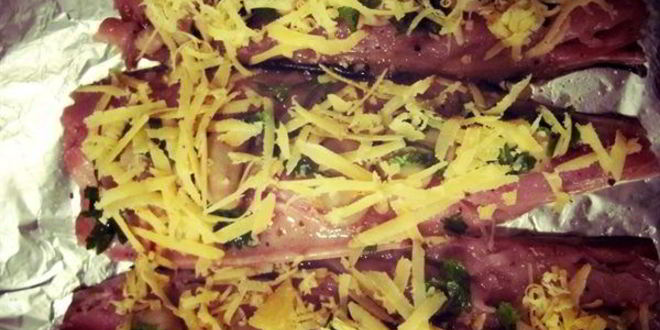 Рецепт скумбрии с чеддером и шампиньонами