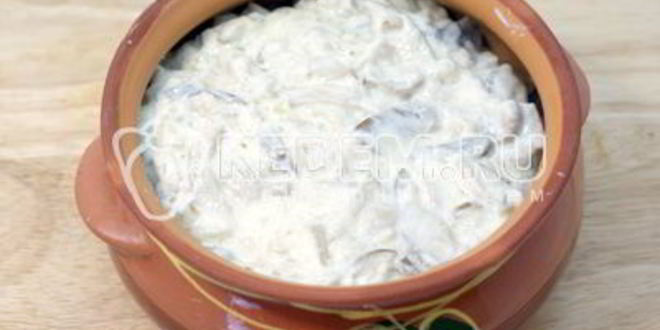 Рецепт трески с белыми грибами