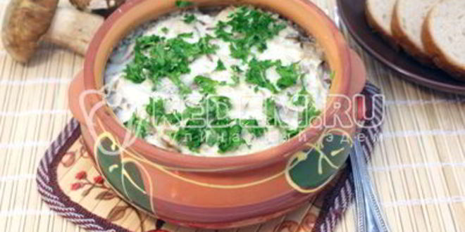 Рецепт трески с белыми грибами