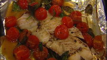 Рецепт Запеченной трески с помидорами и шпинатом