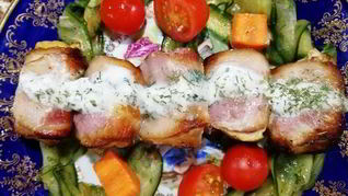 Рецепт Шашлыка из индейки в беконе