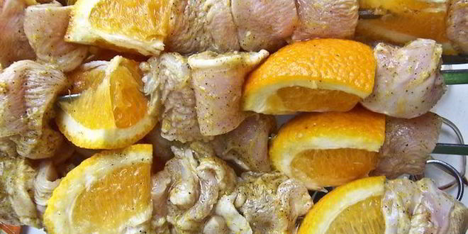 Рецепт шашлыка из куриного филе с апельсинами