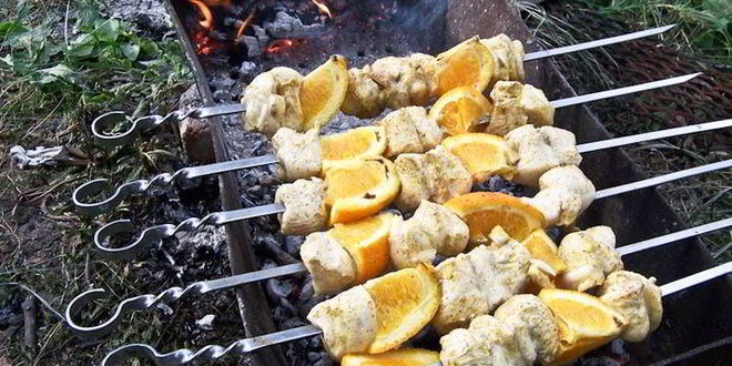 Рецепт шашлыка из куриного филе с апельсинами