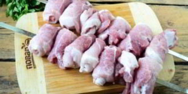 Рецепт шашлыка из свинины рулетиками