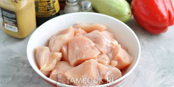 Рецепт шашлыка на кефире из куриного филе с овощами