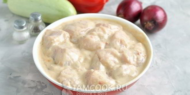 Рецепт шашлыка на кефире из куриного филе с овощами