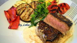 Рецепт Перечного раундрамба-стейка с грилованными овощами