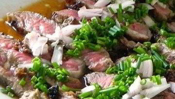 Рецепт Стейка с понзу и грибным маслом