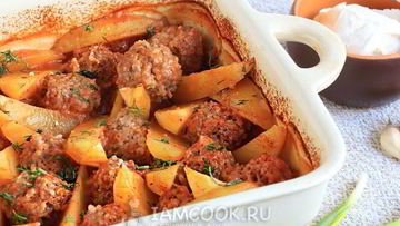 Рецепт Тефтелей с картошкой в соусе в духовке