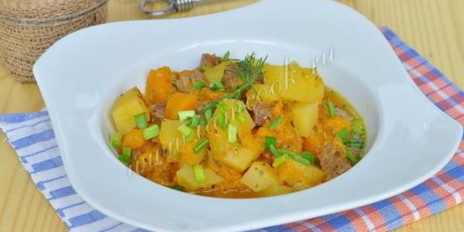 Рецепт домашнего жаркого на пиве с тыквой в мультиварке