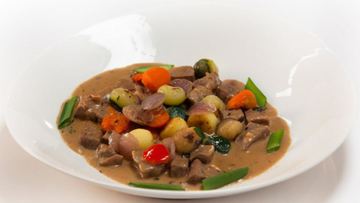 Рецепт Жаркого из глазного мускула с глазастыми овощами