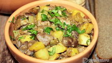 Рецепт Жаркого из куриных потрошков