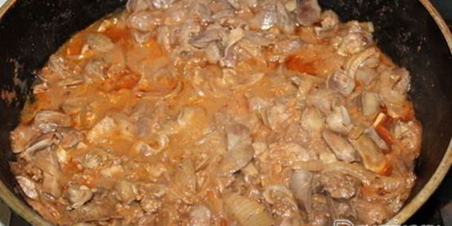 Рецепт жаркого из куриных потрошков