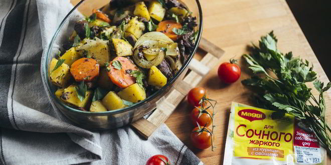 Рецепт жаркого с куриными сердечками