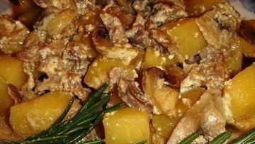 Рецепт Жаркого с куриными желудочками и грибами