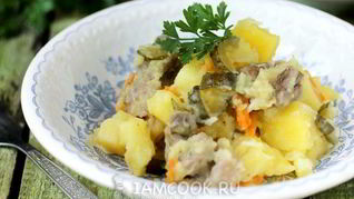 Рецепт Жаркого с солеными огурцами в мультиварке