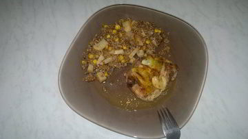 Рецепт Бедра индейки из духовки и гречка с сельдереем и кукурузой