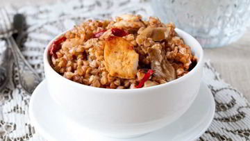 Рецепт Гречки по-купечески с мясом в сковороде