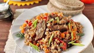 Рецепт Гречки с говядиной в духовке