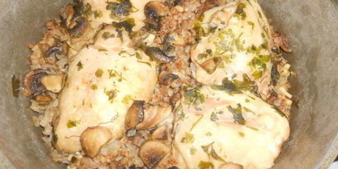 Рецепт гречки с курицей, томленные в духовке