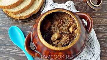 Рецепт Гречки с курицей в горшочке в духовке