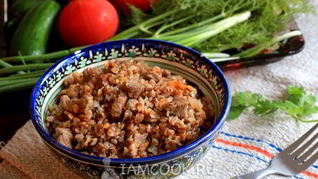 Рецепт Гречки с мясом на сковороде