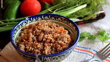 Рецепт Гречки с мясом на сковороде