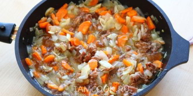 Рецепт гречки с тушенкой в сковороде