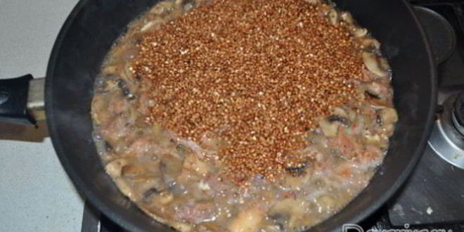 Рецепт каши гречневой с тушенкой и грибами вкусняшка