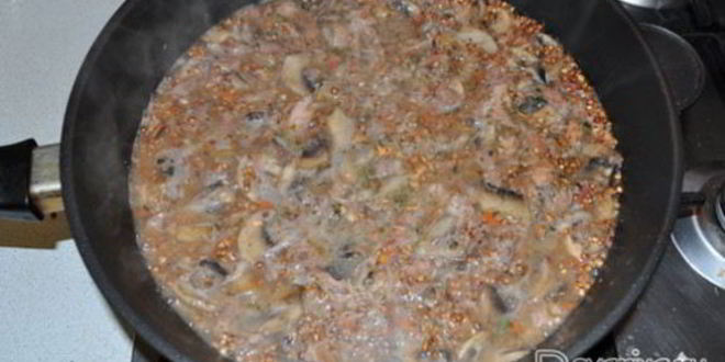 Рецепт каши гречневой с тушенкой и грибами вкусняшка