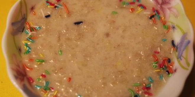 Рецепт каши овсяной с яблоком и бананом