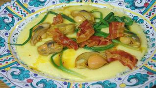 Рецепт Поленты с мидиями и беконом