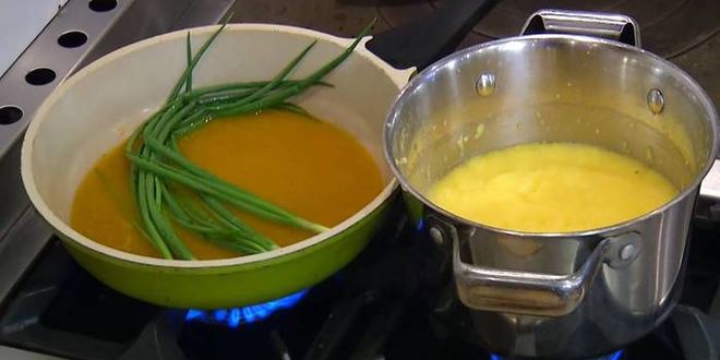 Рецепт поленты с мидиями и беконом