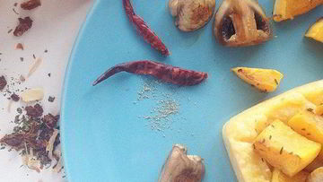 Рецепт Поленты с печеной тыквой и шампиньонами