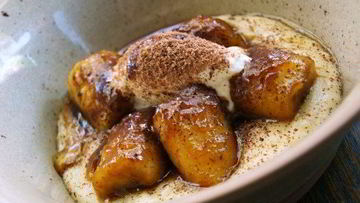 Рецепт Манной каши с соте из бананов и кремом из маскарпоне