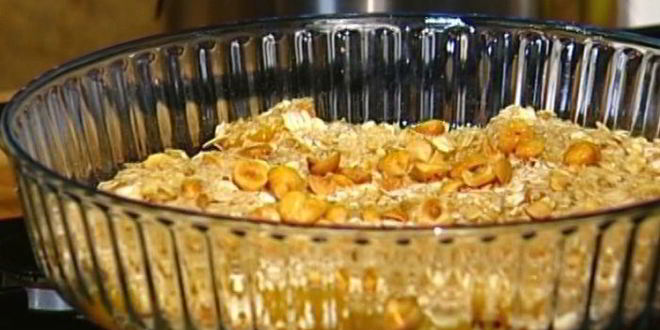 Рецепт хрустящей овсянки с йогуртом, персиками и абрикосами