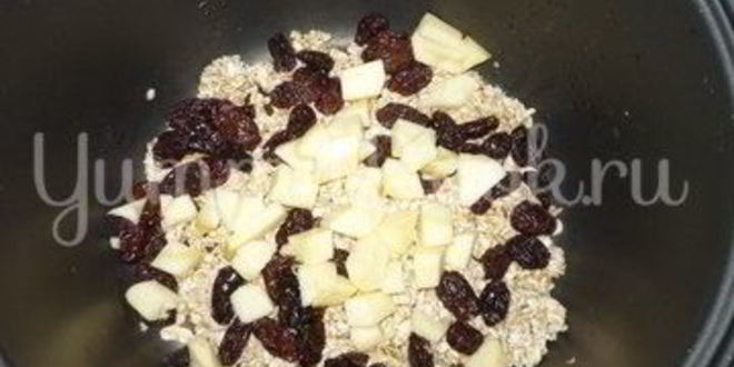 Рецепт постной овсяной каши с изюмом и яблоками из мультиварки