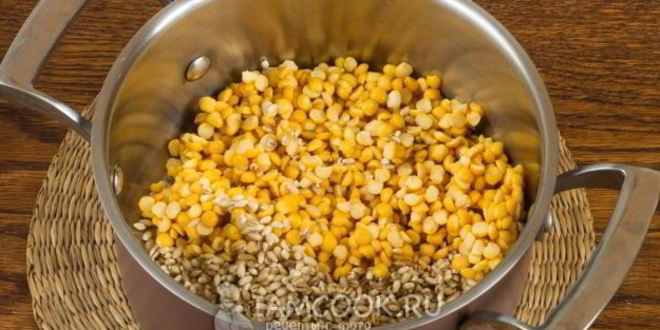 Рецепт гороховой каши с перловкой и сыром