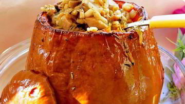 Рецепт Перловки с грибами в тыкве